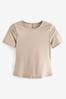 Neutral Short Sleeve Fitted Active T-Shirt