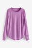 Lilac Purple Active Lightweight Stitch Detail Long Sleeve Top