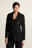 Black Ponte Fitted Double Breasted Blazer, Regular