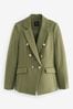 Khaki Green Ponte Fitted Double Breasted Blazer