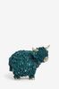 Teal and Gold Hamish the Highland Cow Ornament