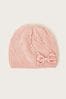 Monsoon Pink Pearly Cable Knit Beanie Hat