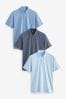 Blue Geo Print Jersey Polo Shirts 3 Pack
