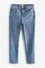 Mittelblau - Schmal geschnittene Cropped-Jeans, Regular