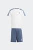 adidas White/Blue Sportswear Essentials 3-Stripes Tee And Shorts Set