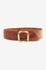 Tan/Gold Wide Leather Belt