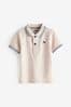 Kittgrau/Natur - Kurzärmeliges Polo-Shirt, Uni (3 Monate bis 7 Jahre)