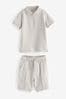 Grau - 2-teiliges Set aus Polohemd und Shorts mit Reißverschluss​​​​​​​ (3 Monate bis 7 Jahre)