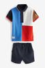 Red/Blue Short Sleeve Retro Polo and Shorts Set (3mths-7yrs)