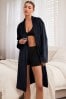 Navy Blue Supersoft Ribbed Dressing Gown