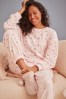 Bath & Body Works Pink Heart Print Cosy Fleece Lounge Pyjamas