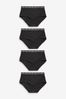 Black Midi Cotton Rich Logo Knickers 4 Pack, Midi