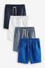 Blue Tones/White 4 Pack 100% Cotton Pull-On Shorts (3-16yrs), 4 Pack