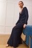 Lauren Ralph Lauren Navy Blue Nadira Twist Front Stretch Jersey Gown