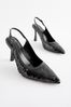 Black Forever Comfort® Sequin Point Toe Slingback Heels