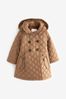 Camel Shower Resistant Frill Collar Quilted Coat (3mths-7yrs)