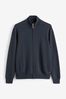 Navy Blue Zip Through Knitted Premium Regular Fit Jumper, Zip Through