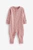 Mauve Purple Turnover Feet Two Way Zip Baby Sleepsuit 1 Pack (0mths-3yrs)