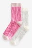 Sparrenmuster Rosa/Creme - Thermo-Knöchelsocken im 2er-Pack