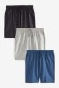 Grey/Blue/Slate Lightweight ruffle-trim Shorts 3 Pack