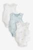 Blue Premature Baby Vest Bodysuits 3 Pack