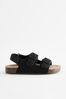 Black Double Touch Fastening Strap Corkbed Sandals