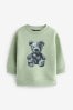 Mineral Green Bear Character Crew Neck Sweatshirt (3mths-7yrs)