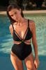Black Strappy Cut-Out Tummy Shaping Control Swimsuit