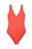 Coral Pink Crinkle Plunge Shaping Swimsuit