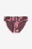 Berry Floral Shirred High Leg Bikini Bottoms