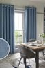 Light Blue Sumptuous Velvet Eyelet Lined Curtains