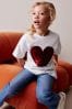 Rot mit Herzen - T-Shirt mit Pailletten (3-16yrs)