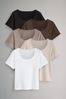 The Set Black/Brown/Neutral/Nude/White 5 Pack Slouch Short Sleeve T-Shirt