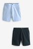 Marineblau/Hellblau/Oxford - Schmale Passform - Stretch-Chinoshorts im 2er-Pack, Slim Fit