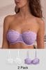 Lilac Purple/White Non Pad Strapless Bras 2 Pack