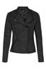 ONLY Black Collarless Faux Leather Biker Jacket