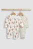 JoJo Maman Bébé Cream Tiger 2-Pack Footless Sleepsuits