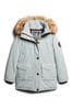 Superdry Blue Everest Faux Fur Hooded Parka Coat