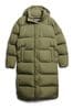 Superdry Olive Green Hooded Longline Puffer Coat