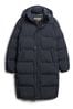 Superdry Blue Longline Hooded Puffer Coat