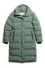 Superdry Green Hooded Longline Puffer Coat