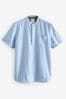 Blue Overhead Linen Blend Short Sleeve Shirt, Overhead