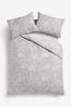 Grey Floral Duvet Cover and Pillowcase Set