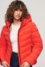 Superdry Red Hooded Microfibre Padded Jacket