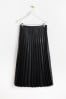 Oliver Bonas Faux Leather Pleated Midi Black Skirt