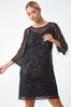 Dusk Black Sequin Sparkle Tassel Shift Dress