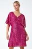 Dusk Pink Sequin Embellished Wrap Dress