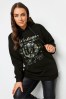 Yours Curve Black Vintage Slogan Hoodie