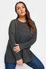 Yours Curve Grey Side Split Crochet Jumper