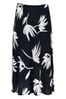 Live Unlimited Curve Mono Floral Print Bias Cut Black Skirt